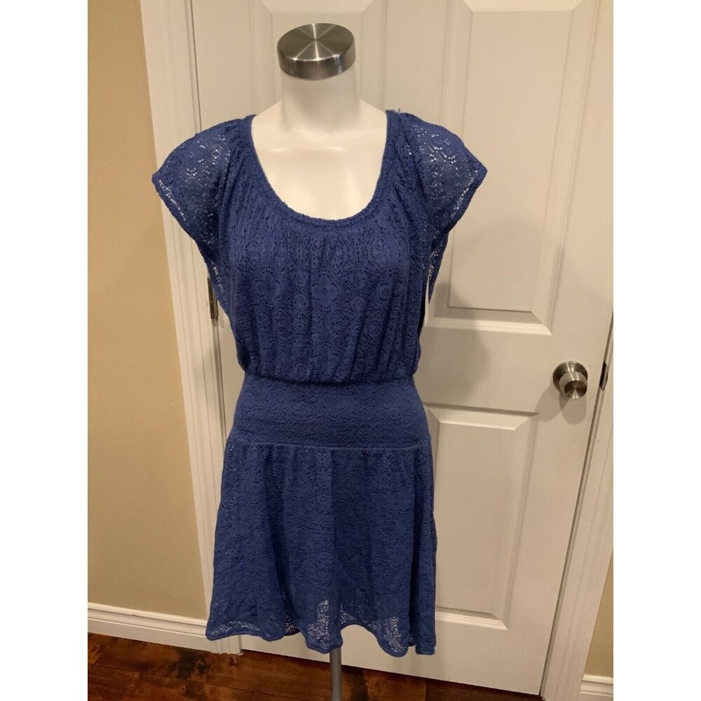 Leifnotes Blue Floral Lace Dress, Size XS